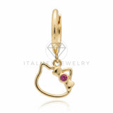 Arete de Lujo - 106601 - Arete Estilo Hello Gatito/ Gatita CZ Rosa - Oro Laminado 18K