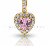 Arete de Lujo - 106605 - Huggie Corazon Rosa CZ Clara - Oro Laminado 18K