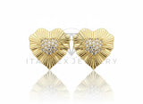 Arete de Lujo - 106614 - Arete Corazon CZ Clara - Oro Laminado 18K