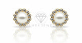 Arete de Lujo - 106610 - Arete Perla CZ Clara - Oro Laminado 18K
