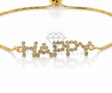 Pulsera de Lujo - 106615 - Pulsera Ajustable "Happy" CZ Clara - Oro Laminado 18K