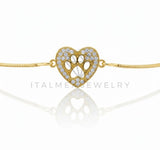 Pulsera de Lujo - 106620 - Pulsera Ajustable Huella de Perrito CZ Clara - Oro Laminado 18K