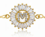 Pulsera de Lujo - 106622 - Pulsera Ajustable "M" CZ Clara - Oro Laminado 18K