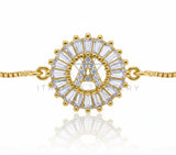 Pulsera de Lujo - 106623 - Pulsera Ajustable "A" CZ Clara - Oro Laminado 18K