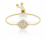 Pulsera de Lujo - 106623 - Pulsera Ajustable "A" CZ Clara - Oro Laminado 18K
