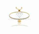 Pulsera de Lujo - 106625 - Pulsera Ajustable Sol CZ Clara- Oro Laminado 18K