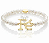 Pulsera de Lujo - 106631 - Pulsera "Fé" con Perlas - Oro Laminado 18K