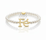 Pulsera de Lujo - 106631 - Pulsera "Fé" con Perlas - Oro Laminado 18K