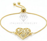 Pulsera de Lujo - 106632 - Pulsera Ajustable Corazon CZ Clara - Oro Laminado 18K