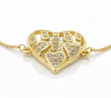 Pulsera de Lujo - 106632 - Pulsera Ajustable Corazon CZ Clara - Oro Laminado 18K
