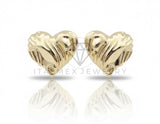 Arete de Lujo - 106766 - Arete Corazón con Textura- Oro Laminado 18K