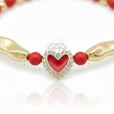 Pulsera de Lujo - 106831 - Pulsera Corazon Rojo CZ Clara - Oro Laminado 18K