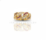 Anillo de Lujo - 106973 - Anillo Ajustable Trenzado CZ Rosa y Clara - Oro Laminado 18K