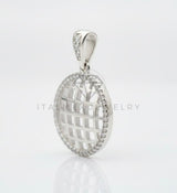 Dije Elegante - 107014 - Dije Circulo Diseño Malla CZ Clara - Plata Fina .925