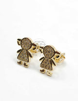 Broquel de Lujo - 106311 -  Arete Niña CZ Oro Laminado 18K