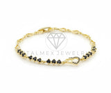 Pulsera de Lujo - 106565 - Pulsera Corazones CZ Negra - Oro Laminado 18K