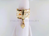 Anillo de Lujo - 103906 - Anillo Semanario Diamantado Mano Hamsa Oro Laminado 18K
