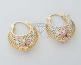 Arete Elegante - 100758 - Estilo Canasta Filigrana Virgen Grande 3 Tonos Oro Laminado 18K