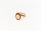 Anillo Dama de Lujo - 103382 - Diseño Placa Lisa CZ Morada Oro Laminado 18K
