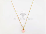 Collar Elegante - 103273 - Collar Corazón Fe Esmalte Rosa Oro Laminado 18K