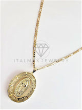 Dije Religioso - 102762 - Medalla Virgen de Guadalupe Grecas Extra Grande Oro Laminado 18K