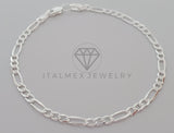 Pulsera de Lujo - 104447 - Diseño Figaro de 3mm 7 Pulgadas Plata Fina .925