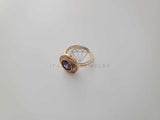 Anillo de Lujo - 102251 - Anillo Dama Bisel Morado CZ Clara Oro Laminado 18K