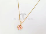 Collar Elegante - 103273 - Collar Corazón Fe Esmalte Rosa Oro Laminado 18K