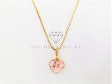 Collar Elegante - 103273 - Collar Corazón Fe Esmalte Rosa Oro Laminado 18K