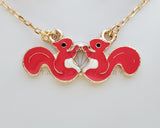 Juego de Niña - 101814 - Diseño de Ardillitas Rosas Oro Laminado 18K