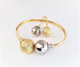 Aro de Lujo - 103104 - Diseño de Bola con Anillo Ajustable Oro Laminado 18K