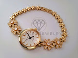 Reloj de Lujo - 104523 - Diseño de Flores con Circonia Clara Oro Laminado 18K