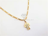 Dije de Lujo - 103286 - Dije Cruz Recta CZ Clara Tamaño Mini Oro Laminado 18K