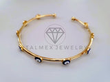 Pulsera Elegante - 104583 - Aro Ajustable Ojo Turco Azul Oro Laminado 18K
