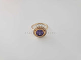 Anillo de Lujo - 102251 - Anillo Dama Bisel Morado CZ Clara Oro Laminado 18K