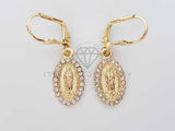 Arete Elegante - 100729 - Diseño de Virgen con CZ Clara Oro Laminado 18K