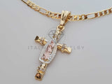 Dije Elegante - 101887 - Cruz con Virgen Tamaño Mediano Oro Laminado 18K