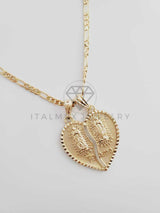 Dije Elegante - 102353 - Corazón Partido Virgen y Virgen Tamaño Mediana Oro Laminado 18K