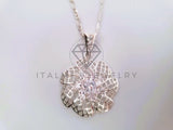 Dije Elegante - 104665 - Diseño Flor Red CZ Clara Plata Fina .925