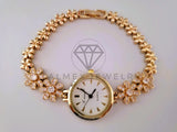 Reloj de Lujo - 104523 - Diseño de Flores con Circonia Clara Oro Laminado 18K