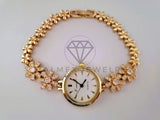Reloj de Lujo - 104523 - Diseño de Flores con Circonia Clara Oro Laminado 18K