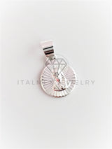 Dije Religioso - 102982 - Medalla Diamantada Redonda Sagrado Corazón Plata Fina .925