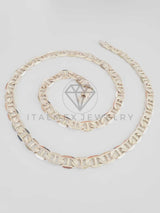 Cadena Clasica - 102477 - Estilo Marinera Rayada 7mm/50cm Dorada Oro Laminado 18K