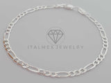 Pulsera de Lujo - 104447 - Diseño Figaro de 3mm 7 Pulgadas Plata Fina .925