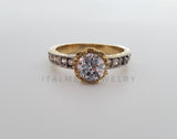 Anillo Dama de Lujo -101593 - Diseño Solitario Matrimonio CZ Clara Oro Laminado 18K