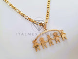 Dije Elegante - 104343 - Dije 4 Niñas y 1 Niño Tamaño Chico Oro Laminado 18K