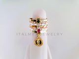 Anillo de Lujo - 103903 - Anillo Semanario Diamantado San Benito Oro Laminado 18K
