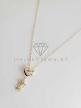 Collar Elegante - 102650 - Collar Corazón y Niña CZ Clara Oro Laminado 18K