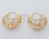 Arete Elegante - 100758 - Estilo Canasta Filigrana Virgen Grande 3 Tonos Oro Laminado 18K