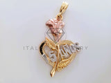 Dije Elegante - 104409 - Corazón y Rosa Tamaño Mediana Oro Laminado 18K